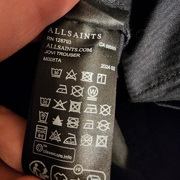 All Saints Women’s Chino style Trousers Dirty on back of leg Black Size 32 - Picture 11 of 15